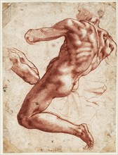 Seated male nude, 1511. Creator: Buonarroti, Michelangelo (1475-1564).