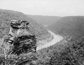 Chimney Rock and New River canyon near Fayette, W. Va., c.between 1910 and 1920. Creator: Unknown.