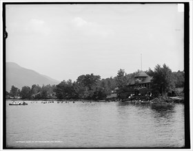 Bath house and bathers, Silver Bay, Lake George, N.Y., c1906. Creator: Unknown.