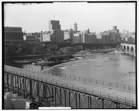 St. Anthony's Falls and the milling district, Minneapolis, Minn., c1908. Creator: Unknown.