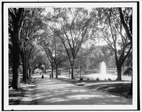 Fountain in frog pond, the Common, Boston, Mass., between 1890 and 1899. Creator: Unknown.