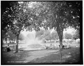 Fountain in Water Works Park, Detroit, between 1890 and 1901. Creator: Unknown.