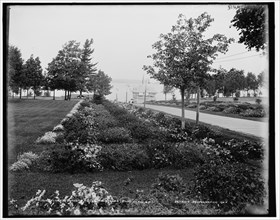 Flower borders at the Frontenac, Round Island, N.Y., between 1890 and 1901. Creator: Unknown.