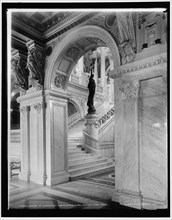 Library of Congress, north stair case, central stair hall, 1900 or 1901. Creator: Unknown.
