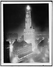 Woolworth Building at night, New York City, c.between 1910 and 1920. Creator: Unknown.