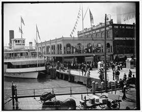 Belle Isle ferry dock, Woodward Av., Detroit, between 1890 and 1901. Creator: Unknown.