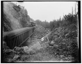 Montreal River, bridge at rock cut, Wisconsin, between 1880 and 1899. Creator: Unknown.