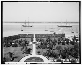 Gardens of Colonial Hotel and the harbor, Nassau, Bahama Islands, c1904. Creator: Unknown.