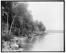 Along the shore at Pine Grove Springs Hotel, Lake Spofford, N.H., c1905. Creator: Unknown.