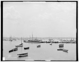 Yacht anchorage and club houses, South Boston, Mass., c1906. Creator: Unknown.