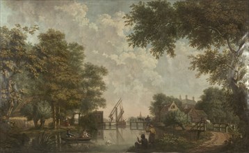 Three wall hangings with a Dutch landscape, 1776. Creator: Juriaan Andriessen.