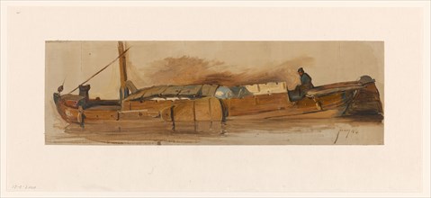 Barge with skipper, 1832-1880.  Creator: Jan Weissenbruch.