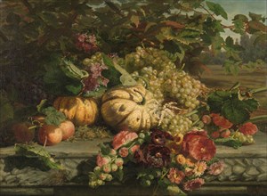 Still Life with Flowers and Fruit, 1869. Creator: Gerardina Jacoba van de Sande Bakhuyzen.