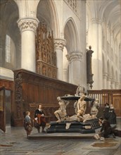 The Choir of the O.L.-Vrouwekerk in Breda with the Tomb of Engelbert II of Nassau, 1843. Creator: Johannes Bosboom.