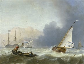 Rough Sea with a Dutch Yacht, 1694. Creator: Ludolf Bakhuizen.
