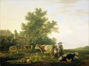 Milking Time, 1800-1815. Creator: Jacob van Strij.
