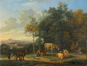 Landscape with Two Donkeys, Goats and Pigs, 1655. Creator: Karel Du Jardin.