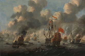 The Dutch Raid on the Medway, 1667, c.1670. Creator: Unknown.