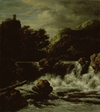 Mountainous Landscape with Waterfall, 1650-1682. Creator: Jacob van Ruisdael.