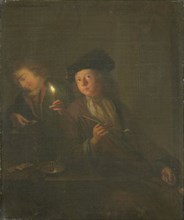 The Smoker (A Man with a Pipe and a Man Pouring a Beverage into a Glass), 1690-1706. Creator: Godfried Schalcken.