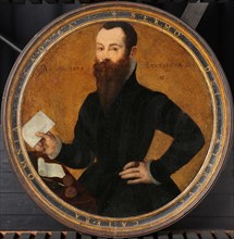 Portrait of Adam Wachendorff, with a Putto Blowing Bubbles, 1574. Creator: Cornelius Ketel.