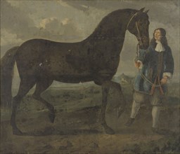 Groom with black horse, c.1670.  Creator: Unknown.