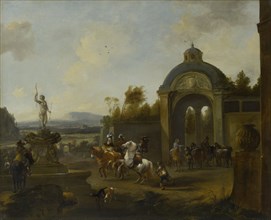 Hunting Party at a Fountain, 1660-1682. Creator: Pieter Wouwerman.