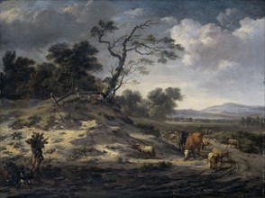 Landscape with Cattle on a Country Road, 1655-1684. Creator: Jan Wijnants.