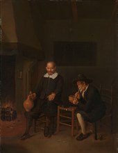 Interior with Two Men by the Fireside, 1664. Creator: Gerritsz Quiringh van Brekelenkam.