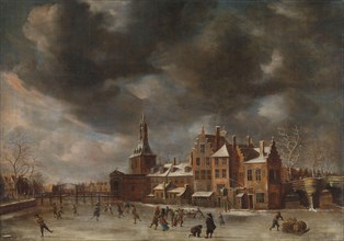 The Blauwpoort in Leiden in the Winter, c.1635-c.1665. Creator: Abraham Beerstraten.