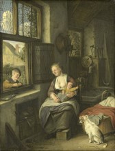 A Mother with her Children, 1690. Creator: Cornelis Dusart.