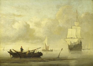 Ships near the Coast during a Calm, c.1650-c.1707. Creator: Willem van de Velde the Younger.