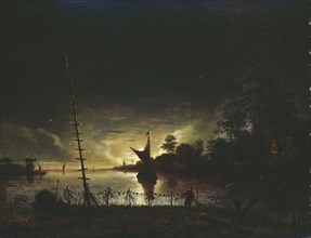 Moonlit Landscape, 1640-1677. Creator: Anthonie van Borssom.