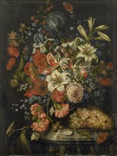 Still Life with Flowers and Fruit, 1671. Creator: Ottmar Elliger.