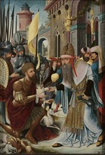 Meeting of Abraham and Melchizedek (inner, left wing of a triptych), c.1510-c.1520. Creator: Unknown.