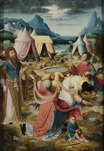 Gathering of Manna (inner, right wing of a triptych), c.1510-c.1520. Creator: Unknown.