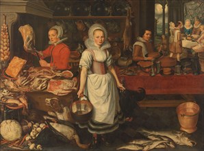 Kitchen Scene with the Parable of the Rich Man and Poor Lazarus, 1610-1620. Creator: Pieter Cornelisz. van Rijck.