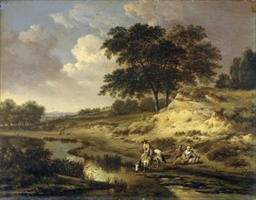 Landscape with a Rider Watering his Horse, 1655-1684. Creator: Jan Wijnants.