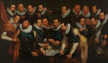 Officers and other civic guardsmen of the XIth District of Amsterdam, under the command..., 1613. Creator: Jan Tengnagel.