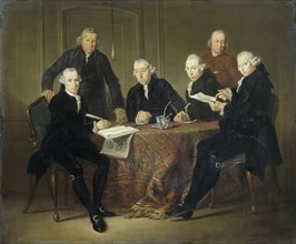 The Four Regents, the Secretary and the House Father of the Lepers' House of Amsterdam, 1773, 1773. Creator: Jacobus Luberti Augustini.
