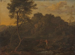 Nymph and Shepherd Making Music in a Landscape, c.1685. Creator: Abraham Genoels II.