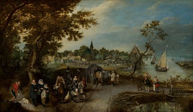 Landscape with Figures and a Village Fair (Village Kermesse), 1615. Creator: Adriaen van de Venne.