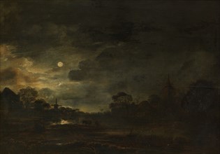 Landscape by Moonlight, c.1640-c.1650. Creator: Aert van der Neer.
