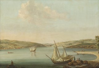 View of the Bosporus, taken from the Height of Beykoz to the northwest, with the Aqueduct of Justini Creator: Antoine van der Steen.