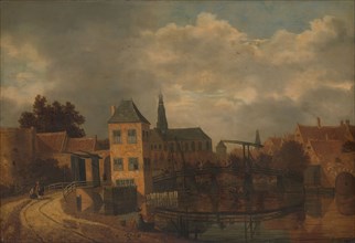 View of the Town of Haarlem, taken from the Spaarne River, showing the Eendjespoort, c.1650-c.1659. Creator: Balthasar van der Veen.