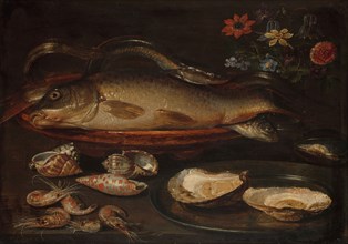 Still Life with Fish, Sea Food and Flowers, c.1612-c.1615. Creator: Clara Peeters.