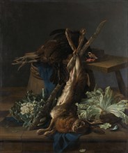 Still Life with Hare and a Black Rooster, 1659. Creator: Cornelis Lelienbergh.