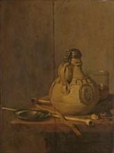 Still Life with Stoneware Jug and Pipes, 1647. Creator: Jan Jansz Treck.