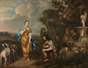 Double portrait of a young couple as Granida and Daiphilo, c.1640-c.1670. Creator: Jan Mytens.