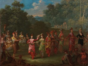 Greek Men and Women Dancing the Khorra, c.1720-c.1737. Creator: Jean Baptiste Vanmour.